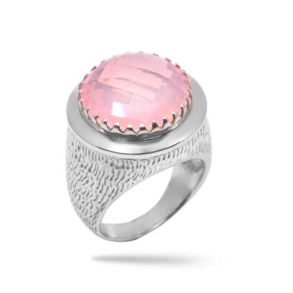 Silver Ring pink quartz Luciana